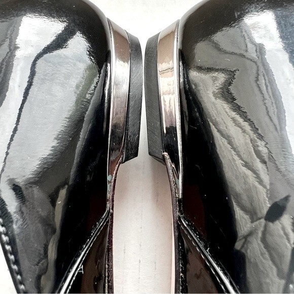 Baldinini Trend Black Patent Leather Jeweled Flats w/ Peep Toe Women EU 35 US 5 - Picture 8 of 15